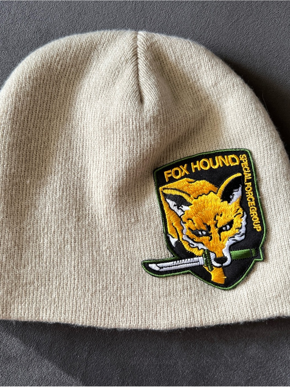 Metal Gear Solid Foxhound Patch Cream Knit Beanie Konami GE2333 1998 Japan